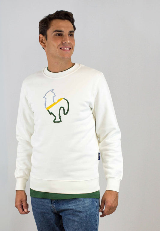 Sudadera cruda con perfil bordado