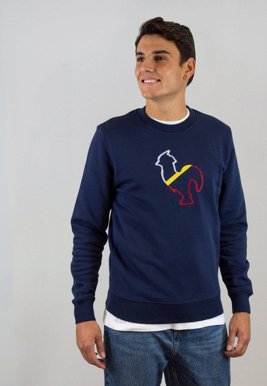 Sudadera marino con perfil bordado