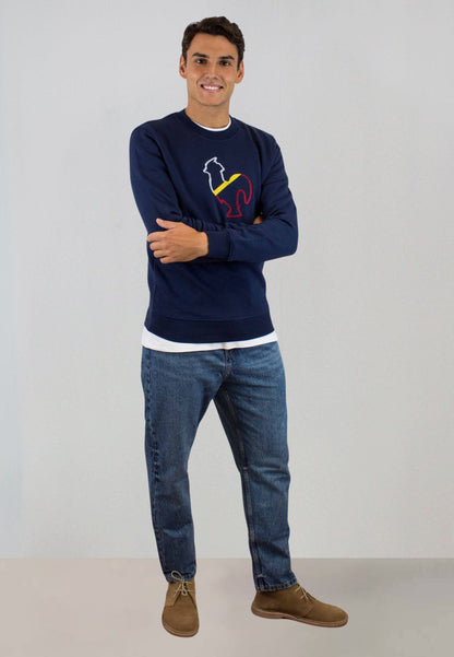 Sudadera marino con perfil bordado