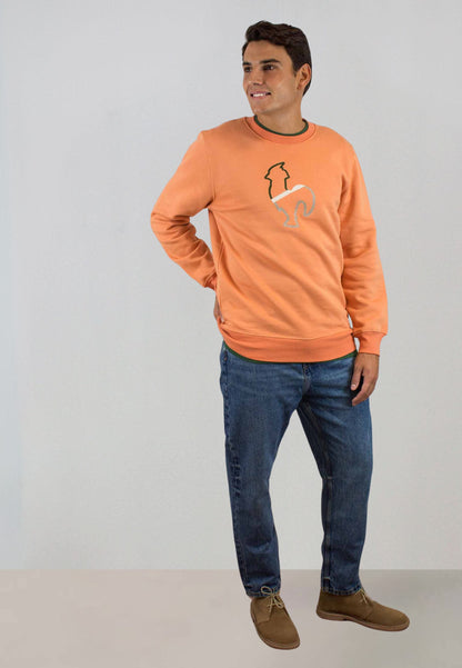 Sudadera naranja con perfil bordado