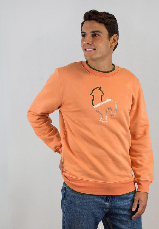 Sudadera naranja con perfil bordado