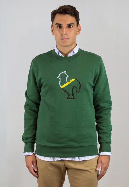 Sudadera verde con perfil bordado
