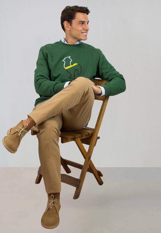 Sudadera verde con perfil bordado