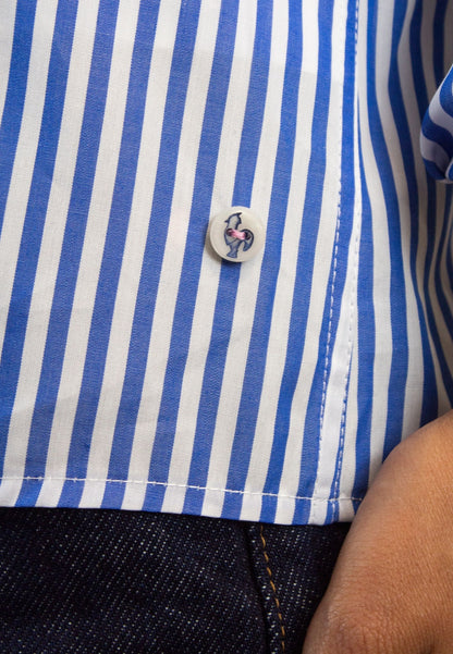 Camisa de rayas medias azules