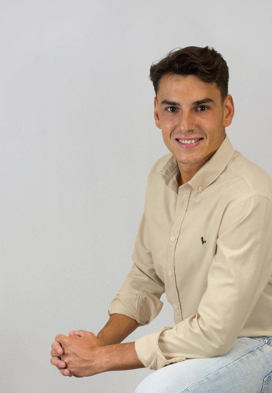 Camisa oxford lavado beige