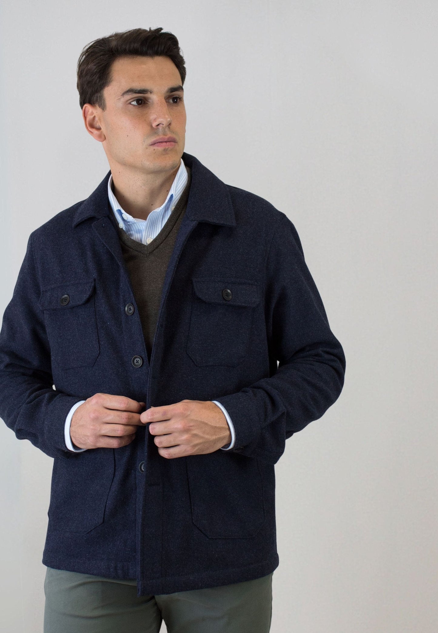 Sobrecamisa con lana marino