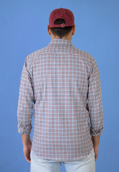 Camisa de cuadros vichy granate y celeste