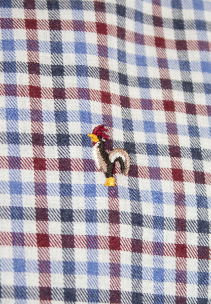 Camisa de cuadros vichy granate y celeste
