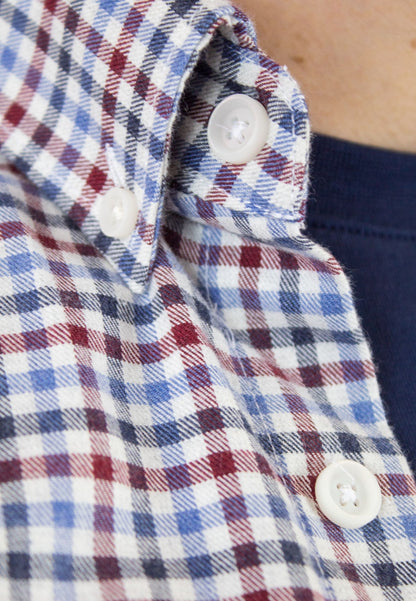Camisa de cuadros vichy granate y celeste