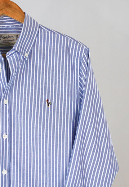 Camisa oxford de rayas anchas marino