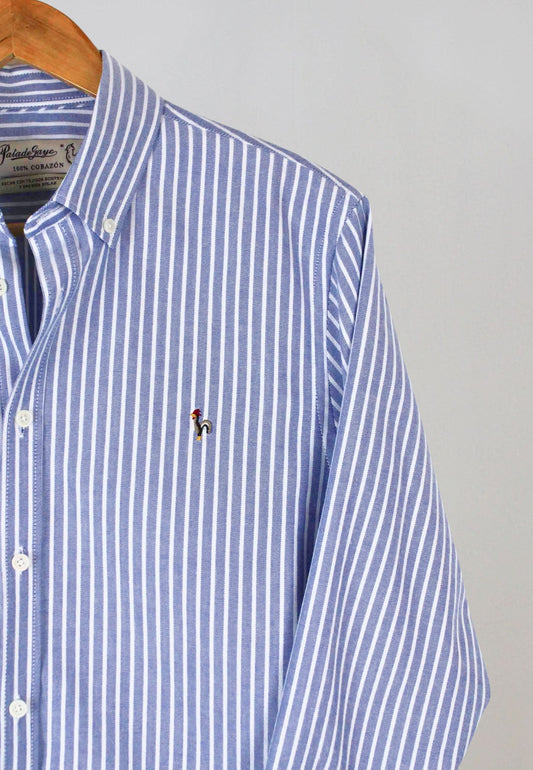 Camisa oxford de rayas anchas marino