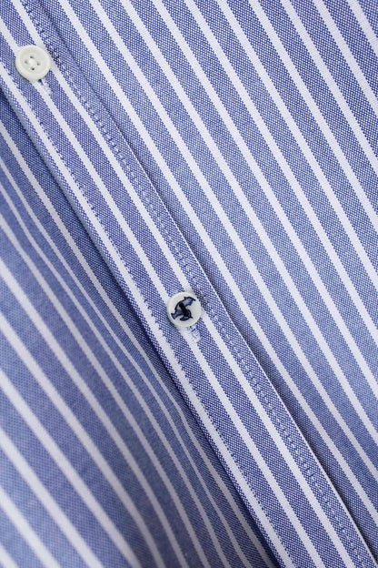 Tejido Oxford raya ancha marino 100% algodón