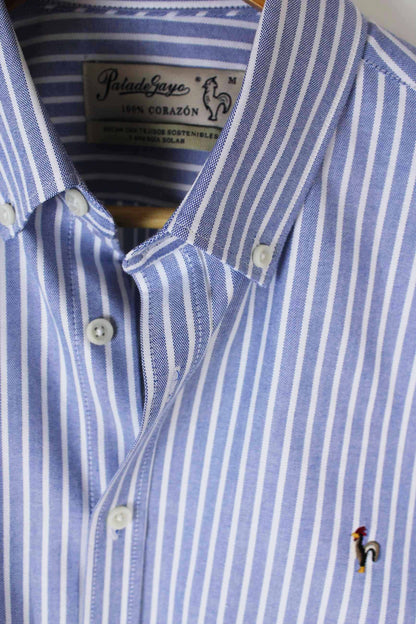 Tejido Oxford raya ancha marino 100% algodón