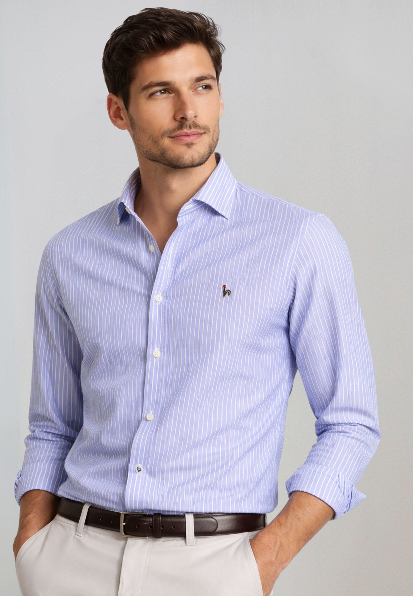 Tejido Oxford raya ancha marino 100% algodón