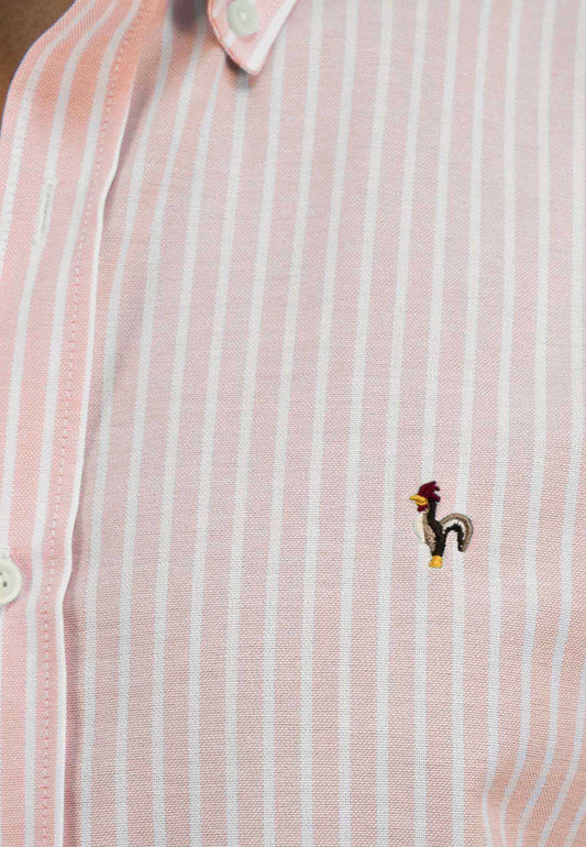 Camisa oxford de rayas anchas naranja