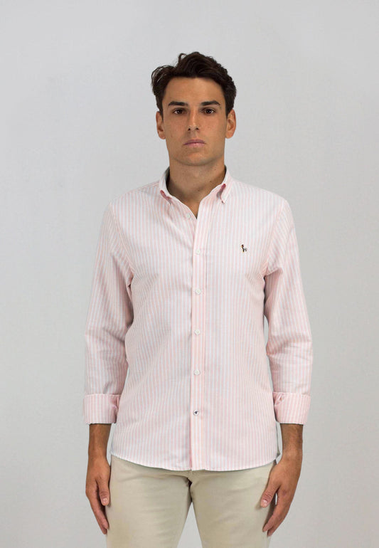 Camisa oxford de rayas anchas naranja