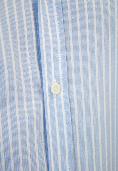 Camisa oxford de rayas anchas celeste