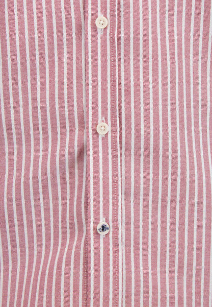Camisa oxford de rayas anchas granate