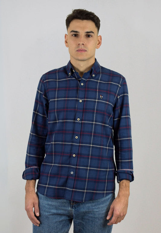 Camisa azul marino de cuadros