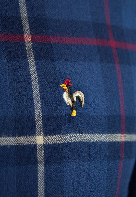 Camisa azul marino de cuadros