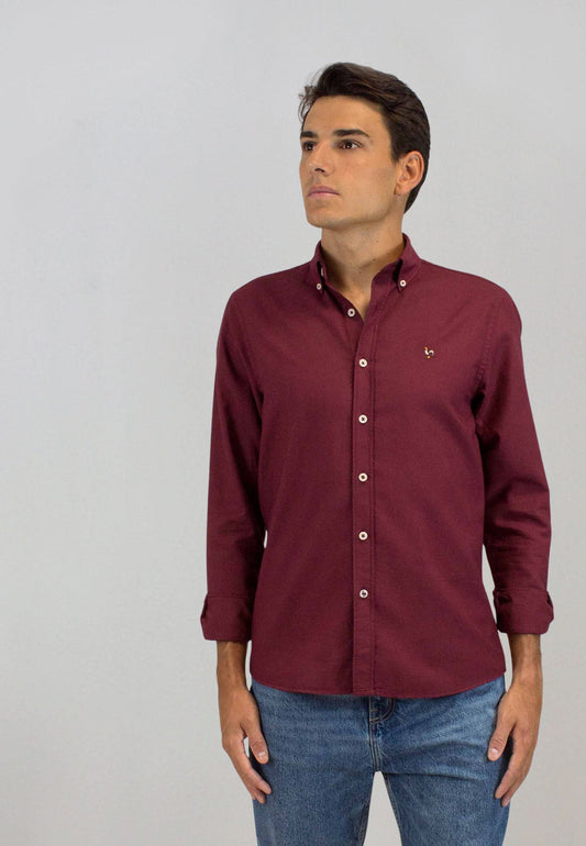 Camisa de algodón reciclado granate