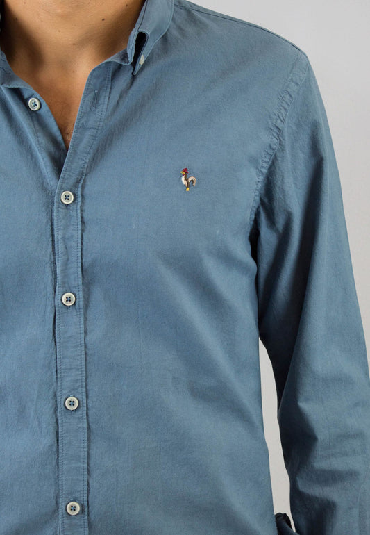 Camisa de algodón reciclado gris azulado