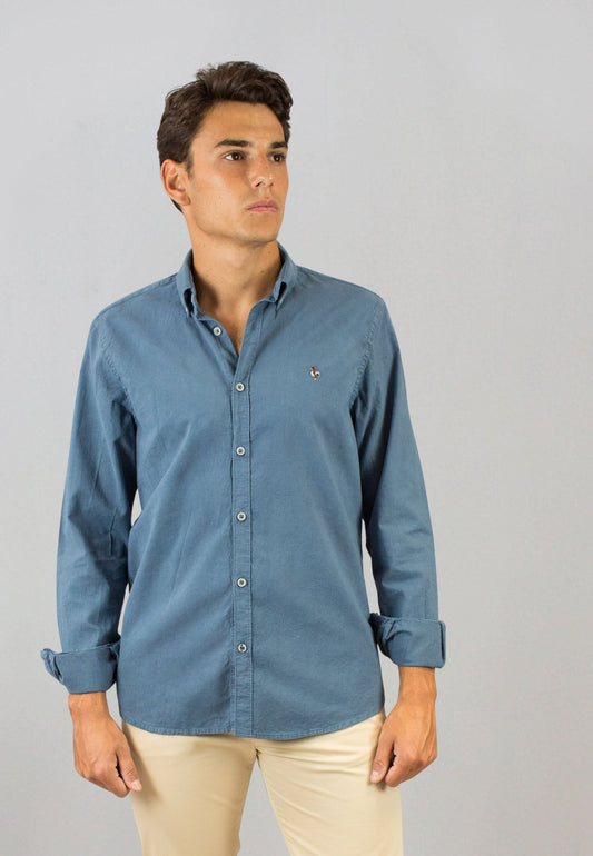 Camisa de algodón reciclado gris azulado