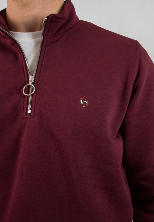Sudadera de media cremallera granate