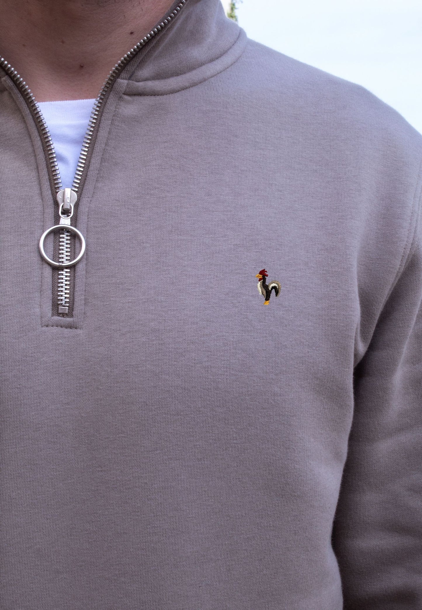 Sudadera de media cremallera tostado