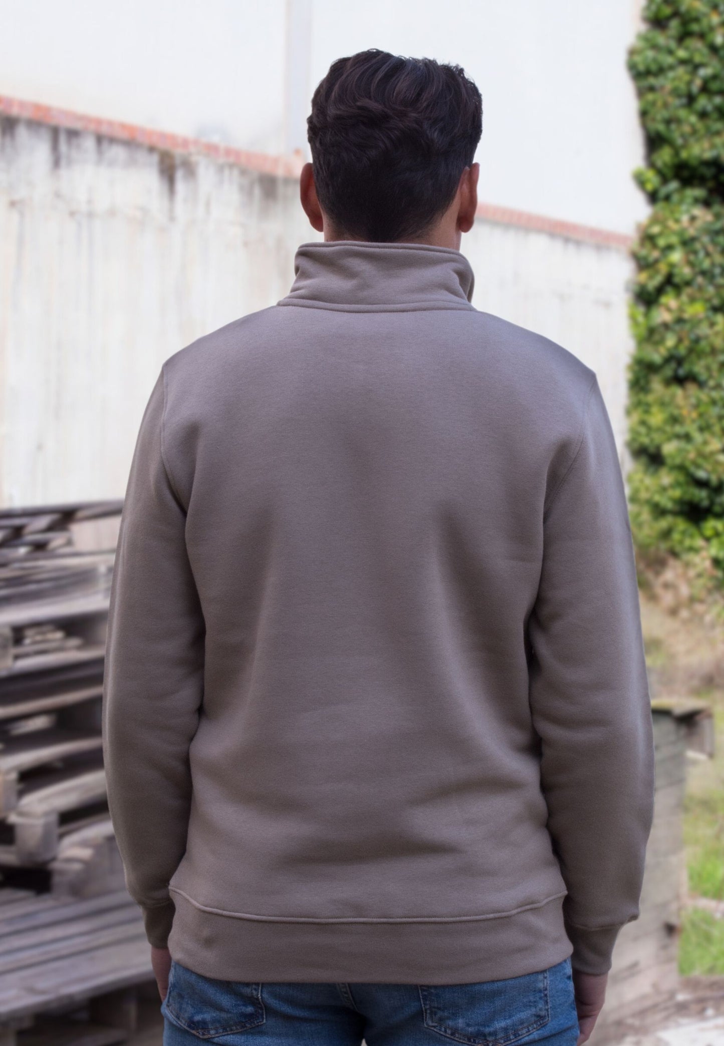 Sudadera de media cremallera tostado