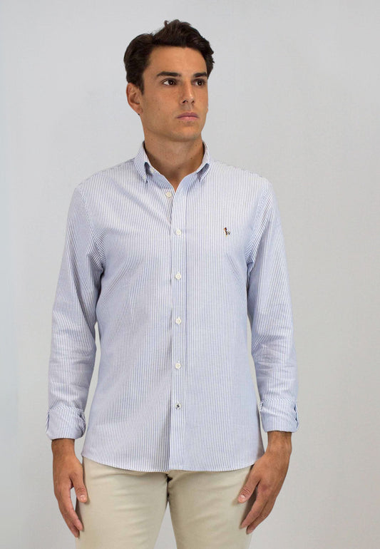 Tejido Oxford raya marino 100% algodón