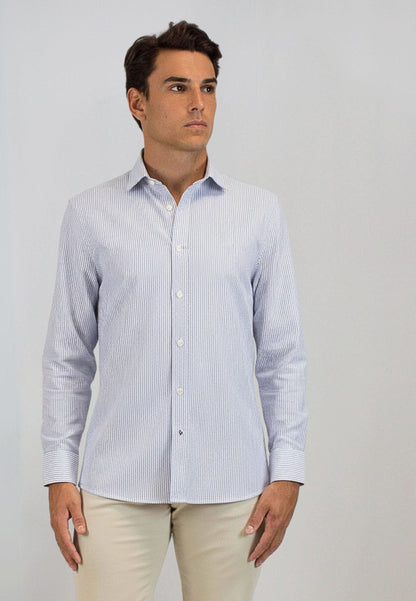 Tejido Oxford raya marino 100% algodón