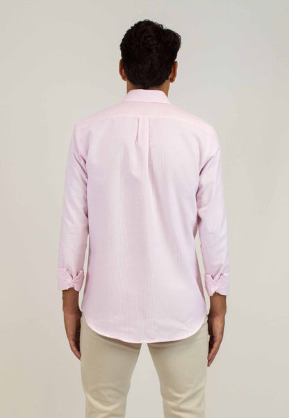 Tejido Oxford raya rosa 100% algodón