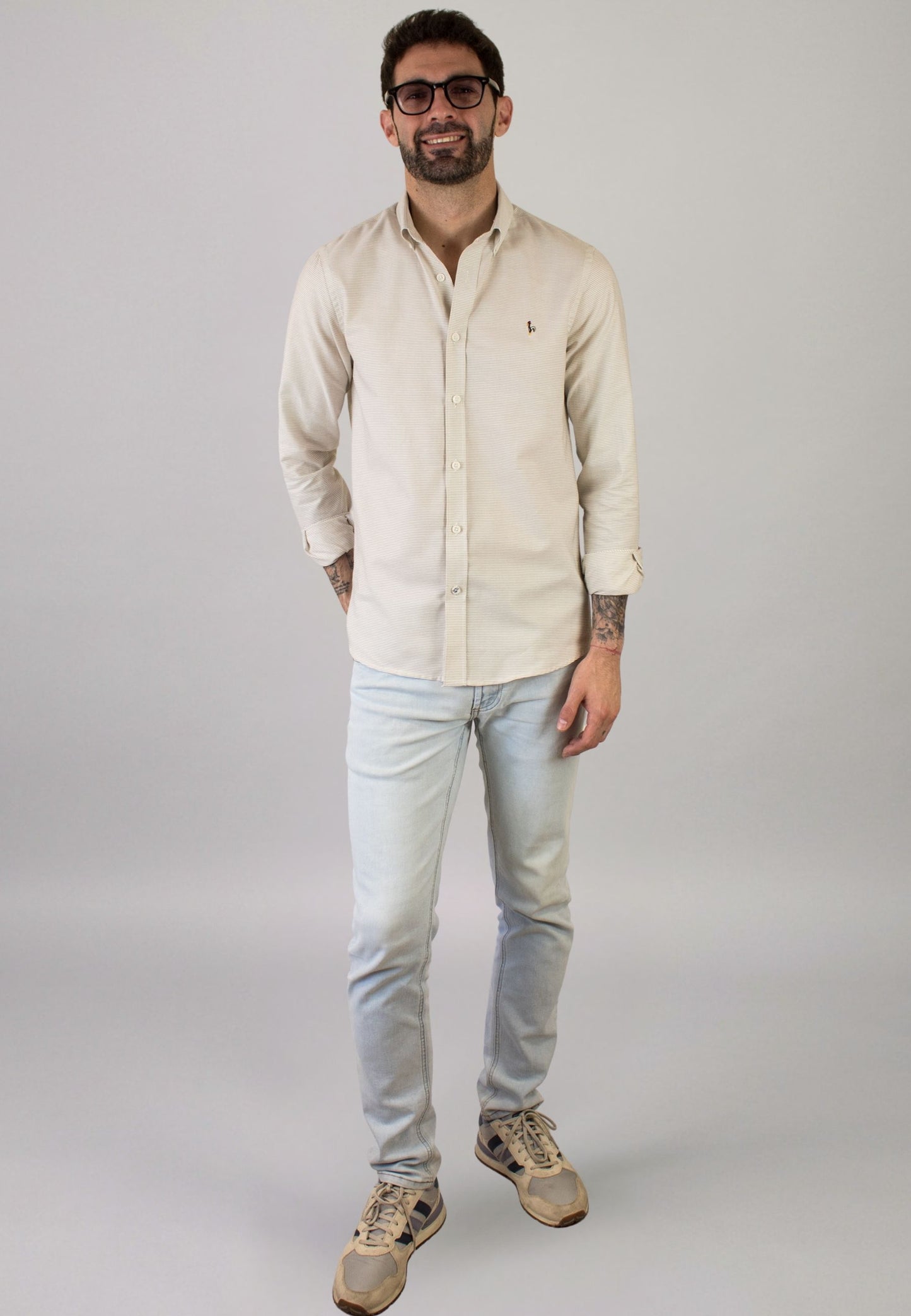 Chemise Oxford délavée bleu clair