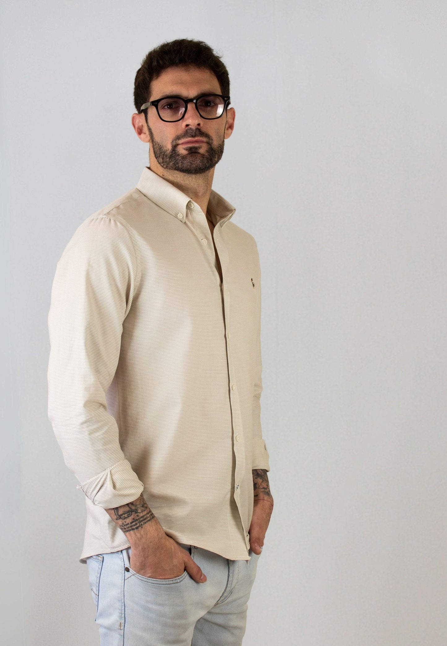 Chemise Oxford délavée bleu clair