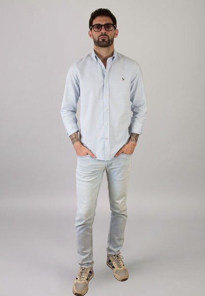 Chemise Oxford délavée bleu clair