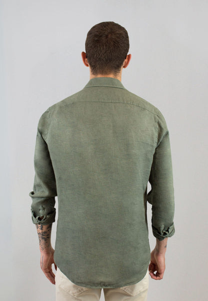 Camisa de lino kaki italiano