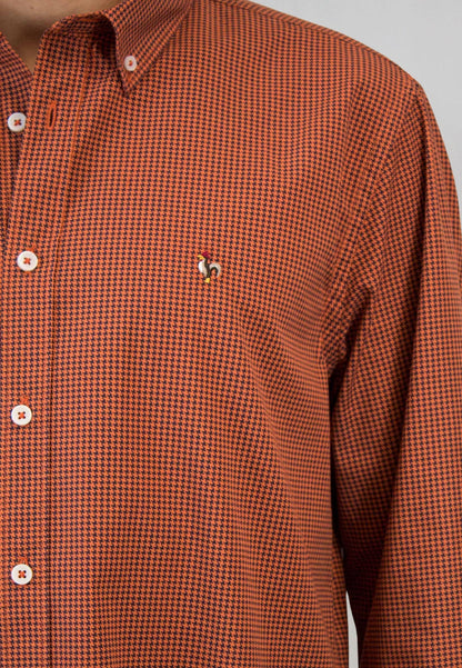 Camisa en pata de gallo naranja
