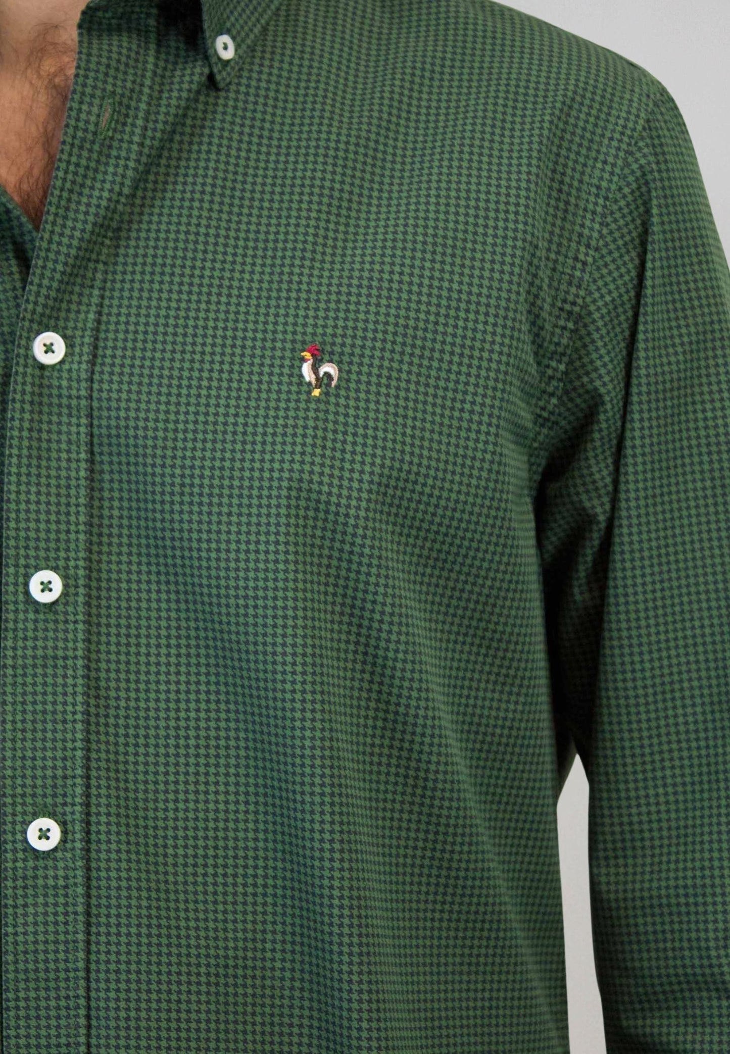 Camisa en pata de gallo verde oscuro
