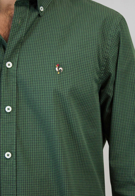 Camisa en pata de gallo verde oscuro