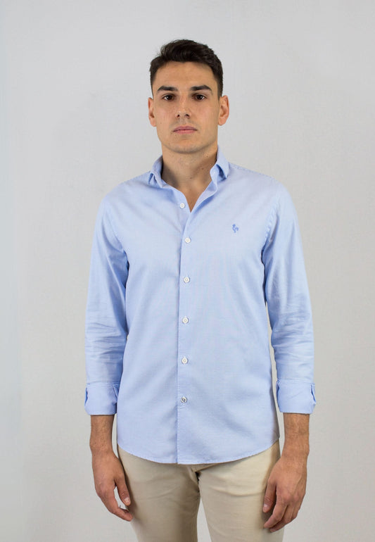 Camisa estructura pata de gallo blanca y azul