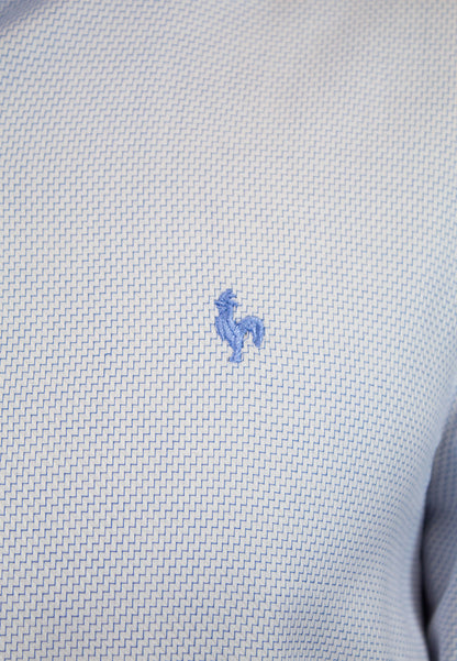 Camisa estructura geométrica blanca y azul