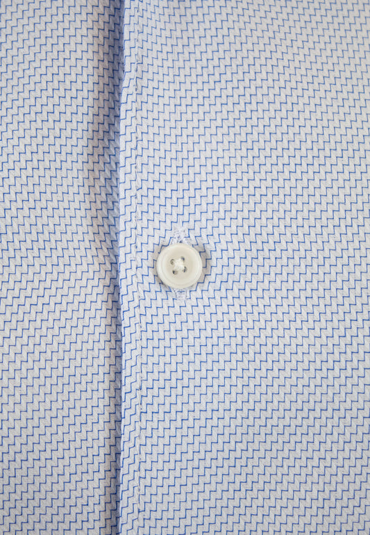 Camisa estructura geométrica blanca y azul