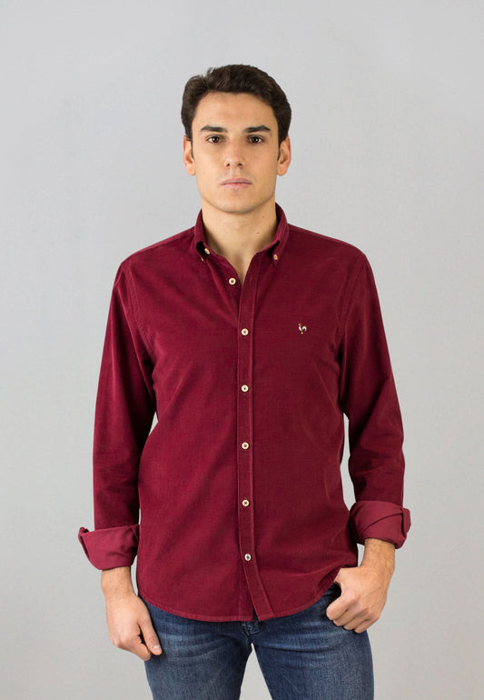 Camisa de micro pana granate