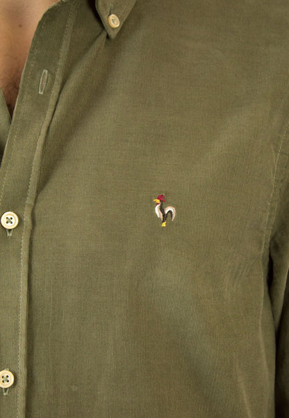 Camisa de micro pana kaki
