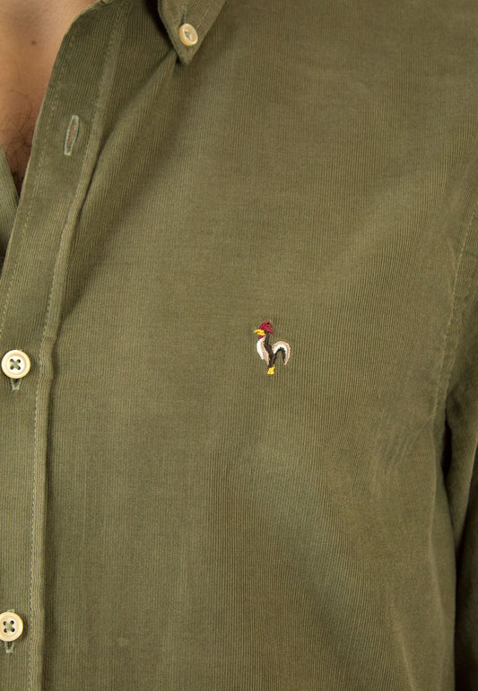 Camisa de micro pana kaki