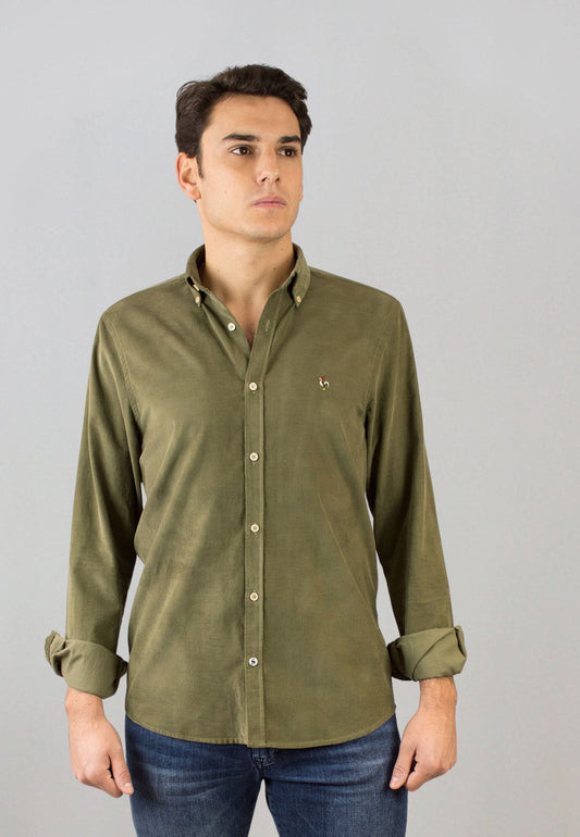 Camisa de micro pana kaki