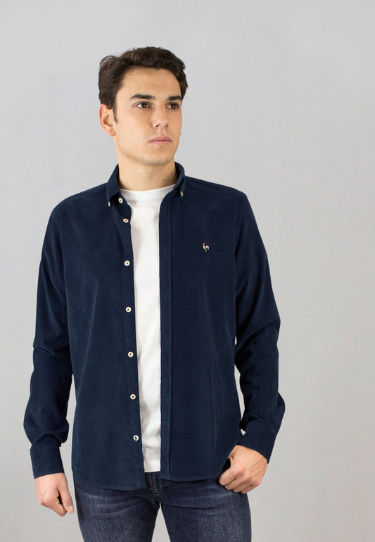 Camisa de micro pana marino