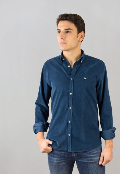 Camisa de micro pana petróleo