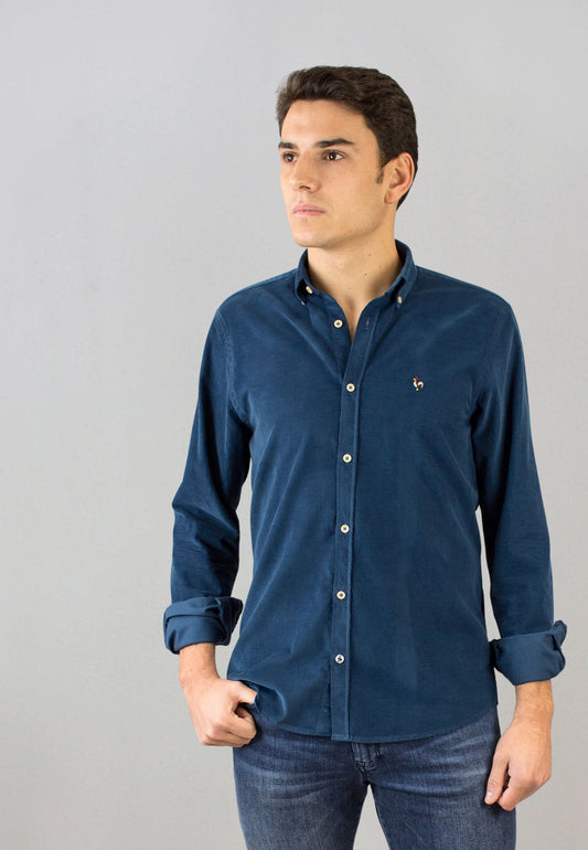 Camisa de micro pana petróleo